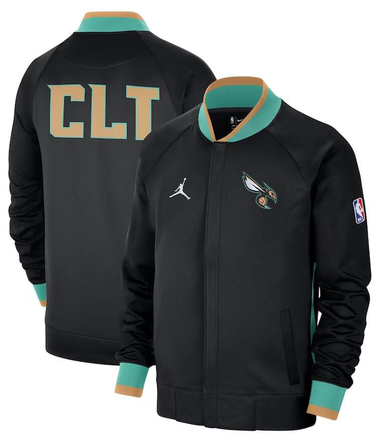Men Charlotte Hornets Black Nike City Edition Full Zip Jacket 2023 NBA Jersey->atlanta braves->MLB Jersey